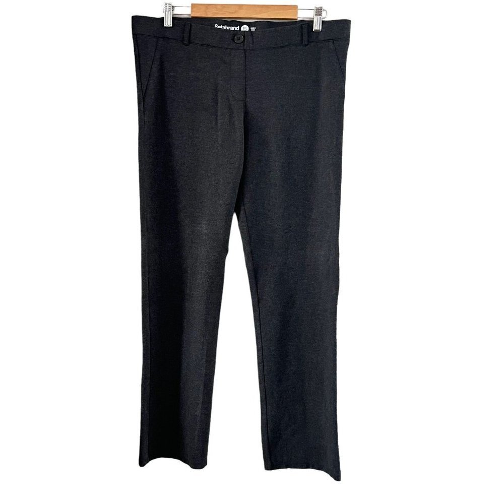 Betabrand Womens Dark Heather Gray Flat Front Straight Leg Dress Pants Size 2XL